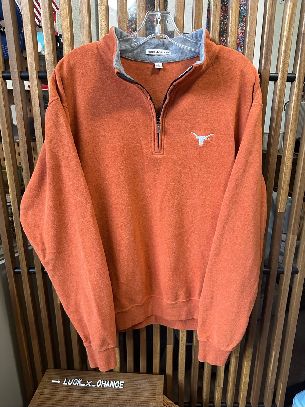 Peter Millar Texas Longhorns Orange 1/4 Zip Sweatshirt Cotton Medium Collegiate